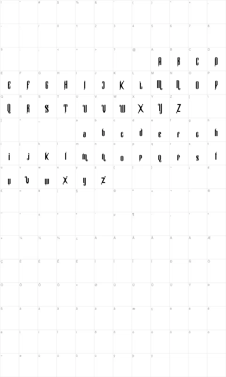 Alistair Morrisonfont character map