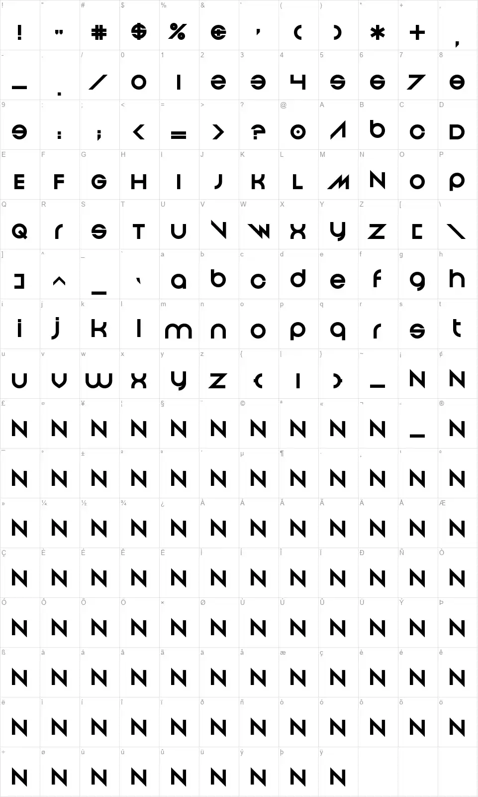 And Then It Endsfont character map