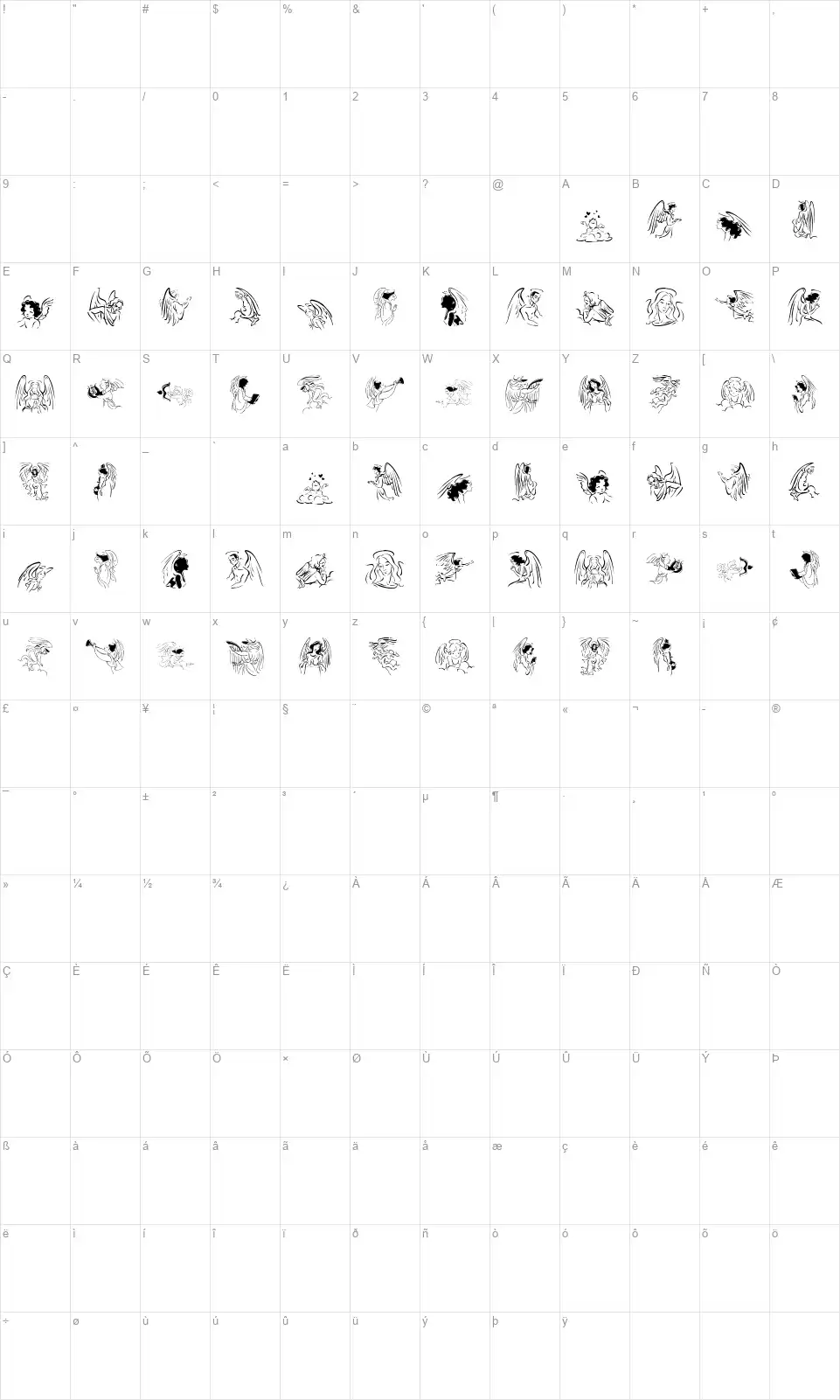Angelinosfont character map