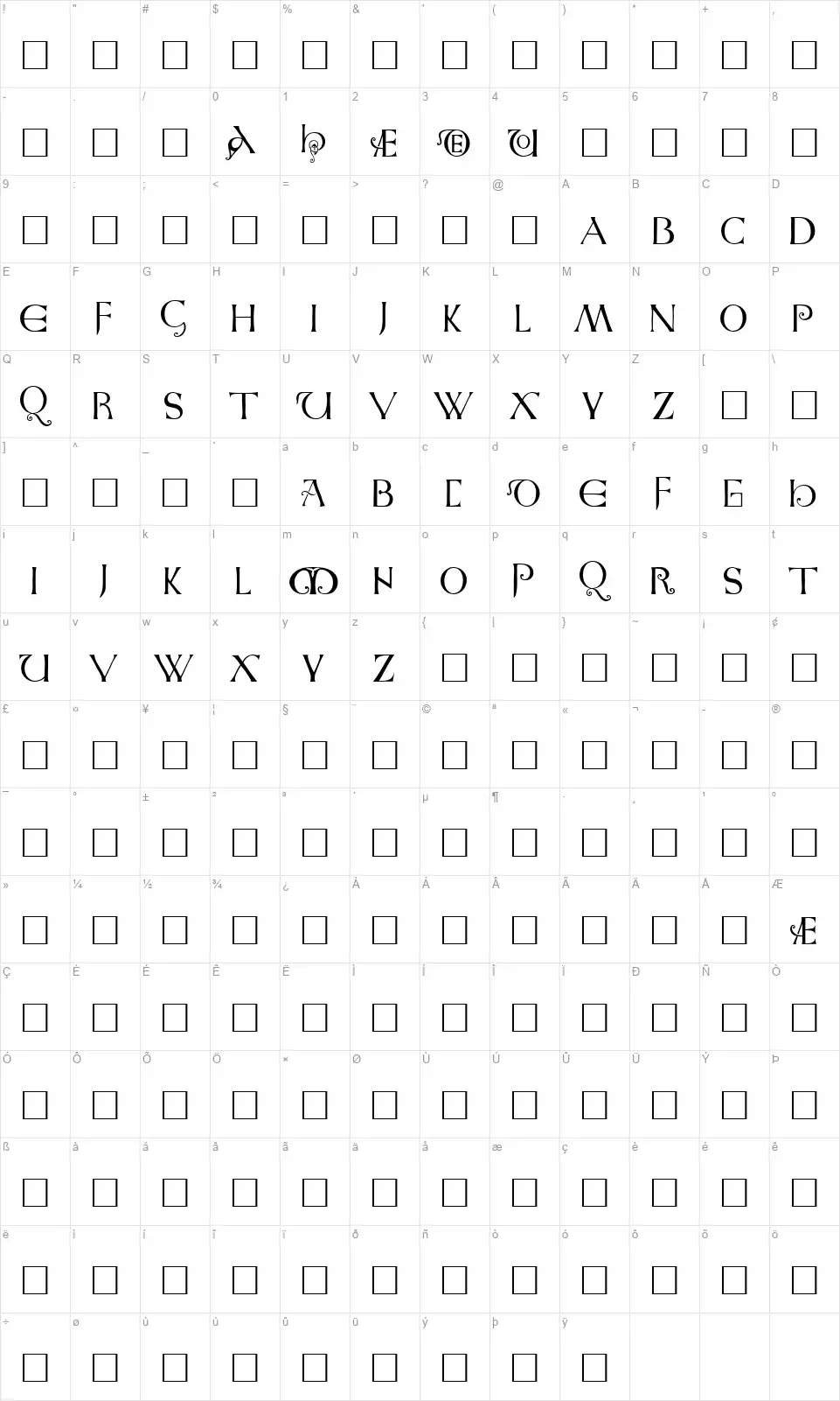 Anglo-Saxonfont character map