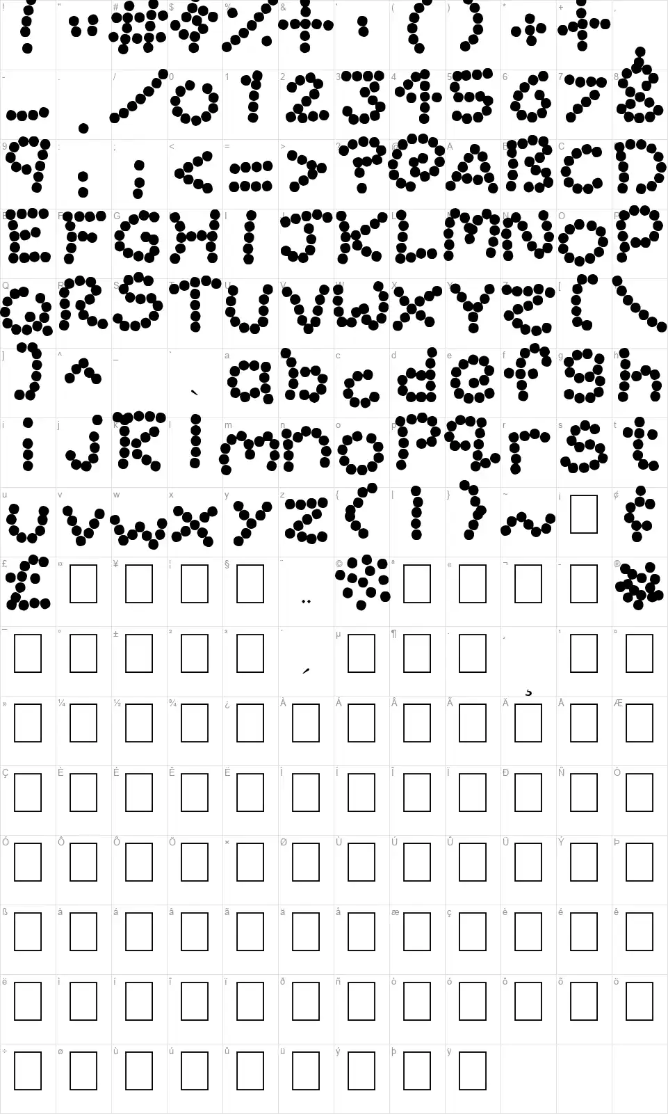 Bead Necklacefont character map