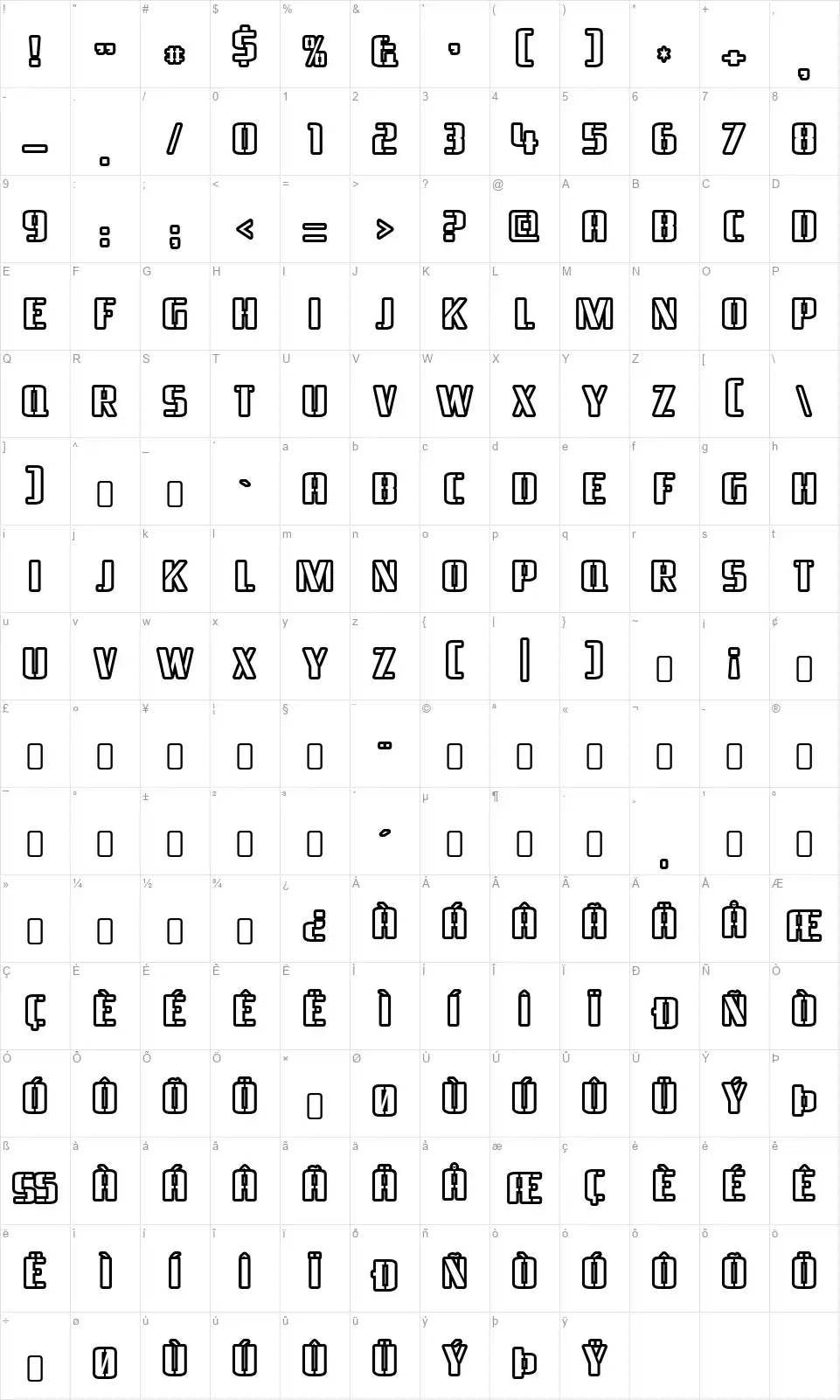 Braesidefont character map