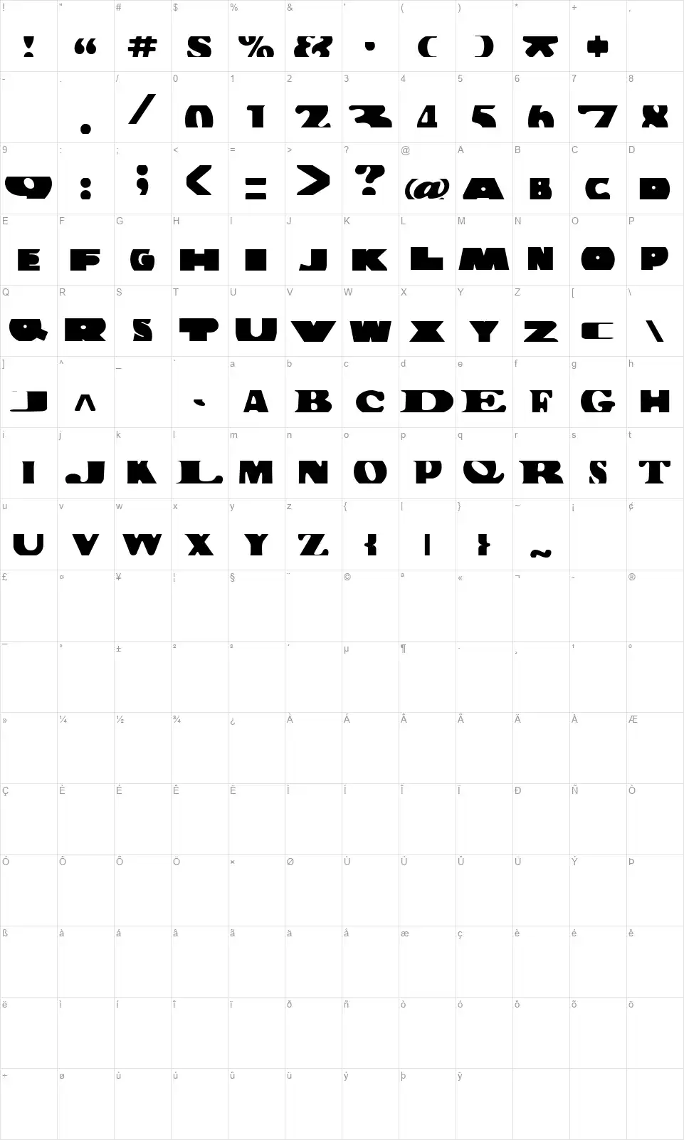Building Blocfont character map