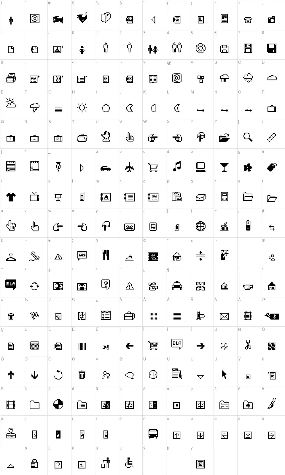 CD-Iconsfont character map