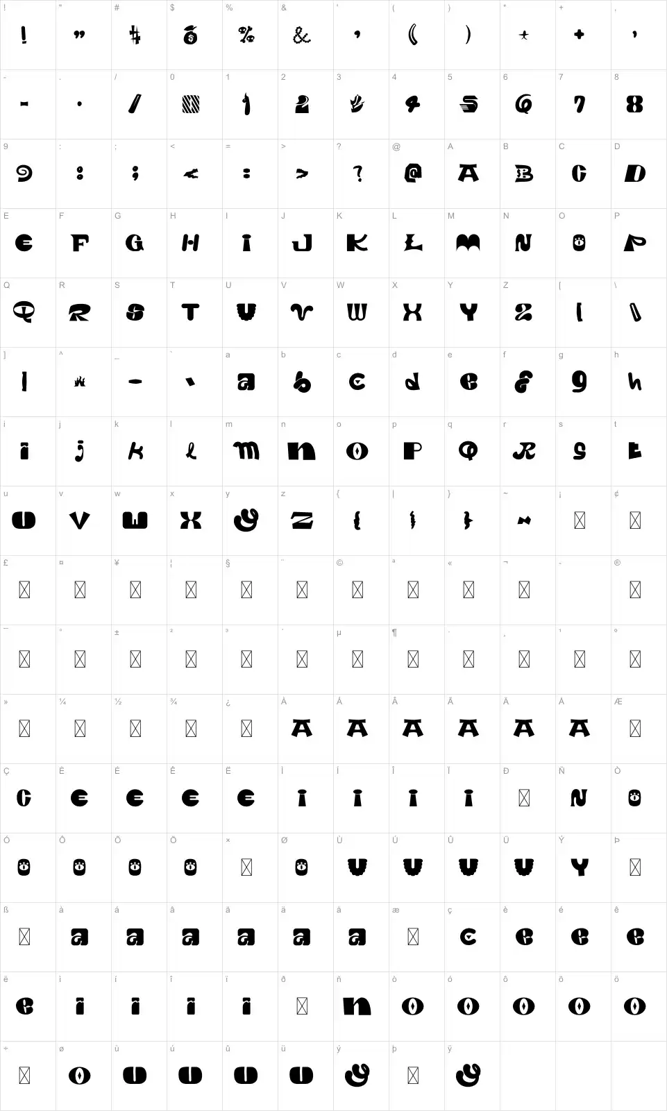 CIQUTAfont character map