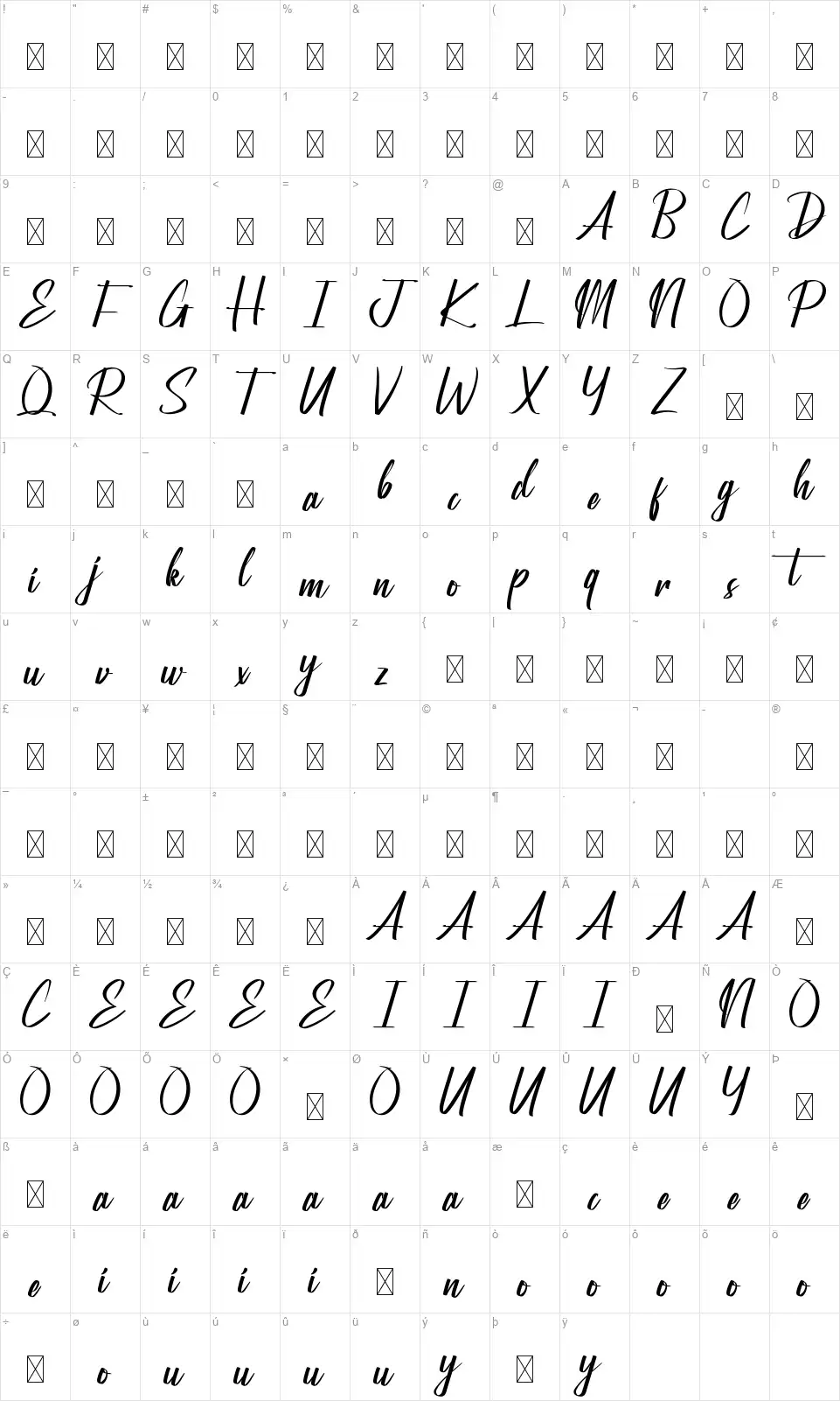 Classmatesfont character map