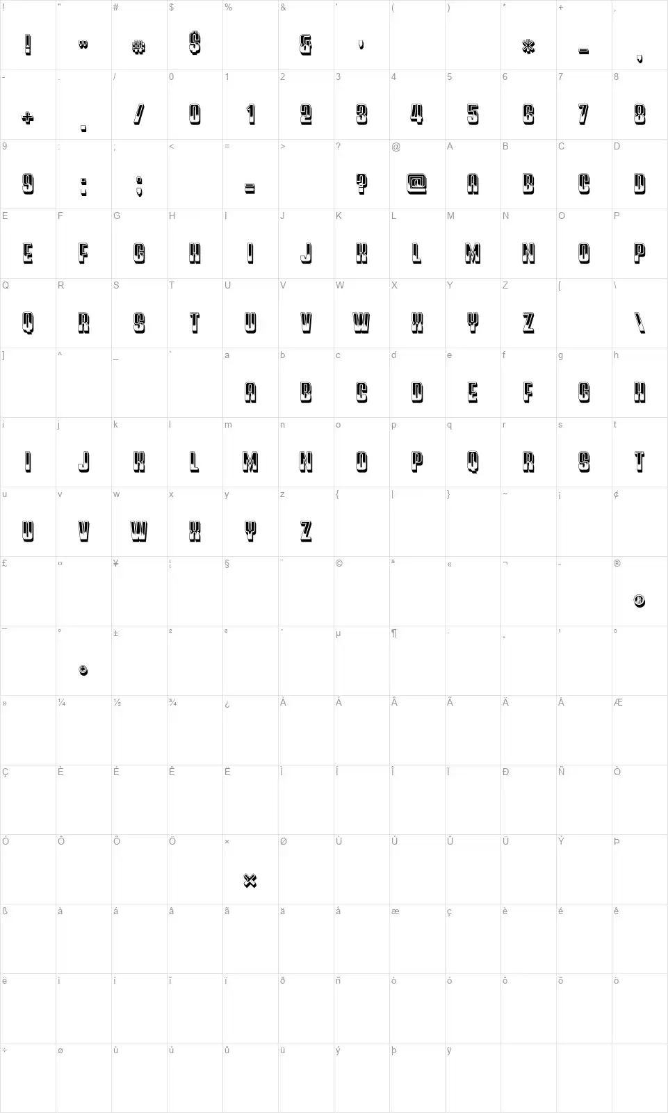 Comunismofont character map