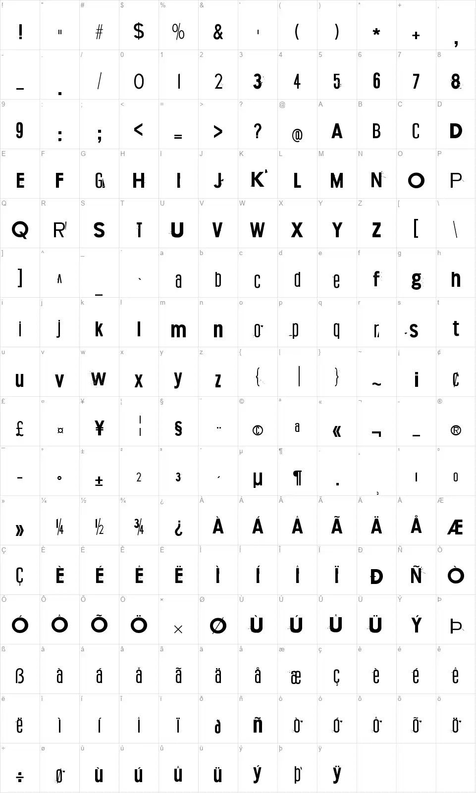 Conflict of interestfont character map