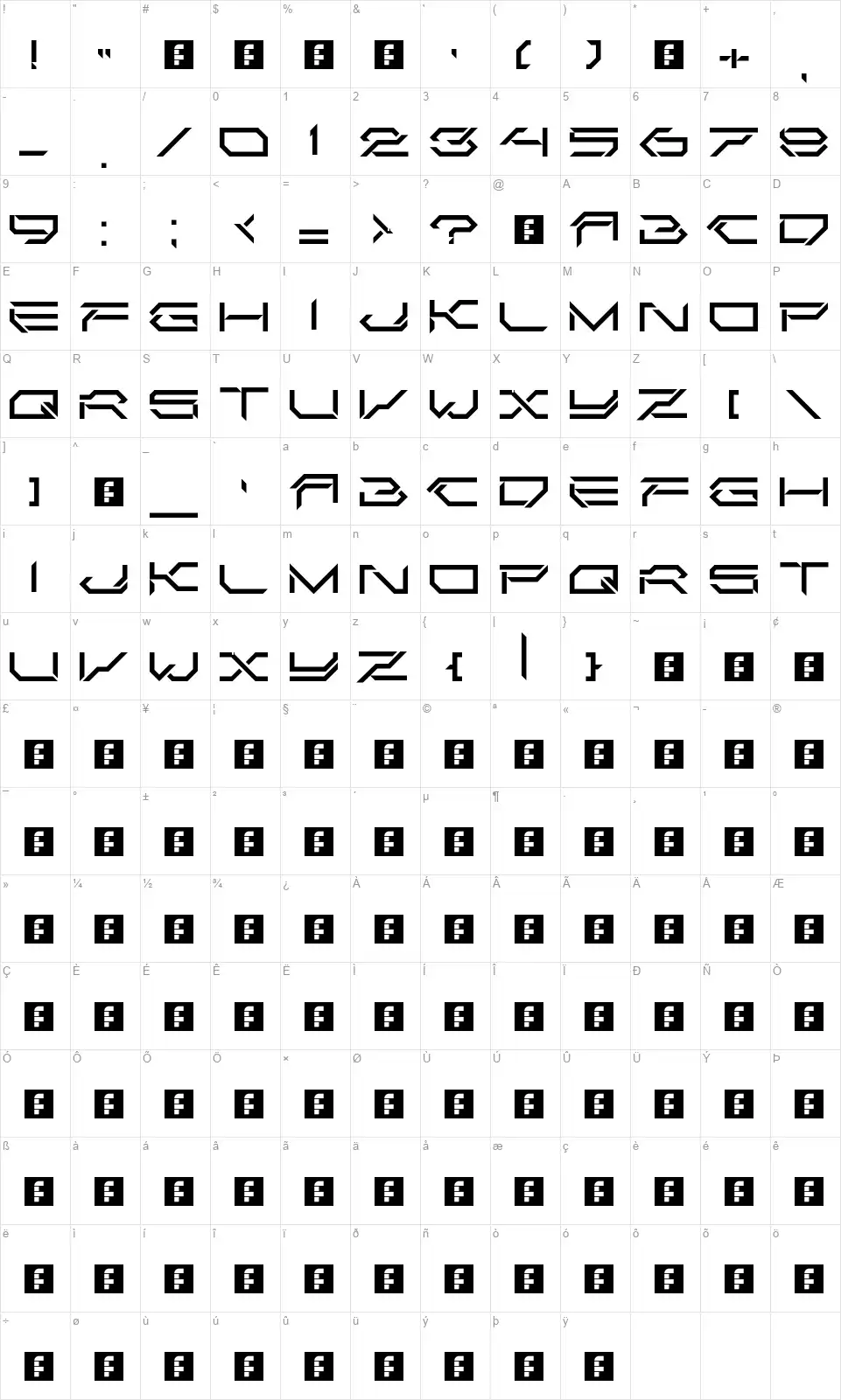 Corruptor Clean LDRfont character map