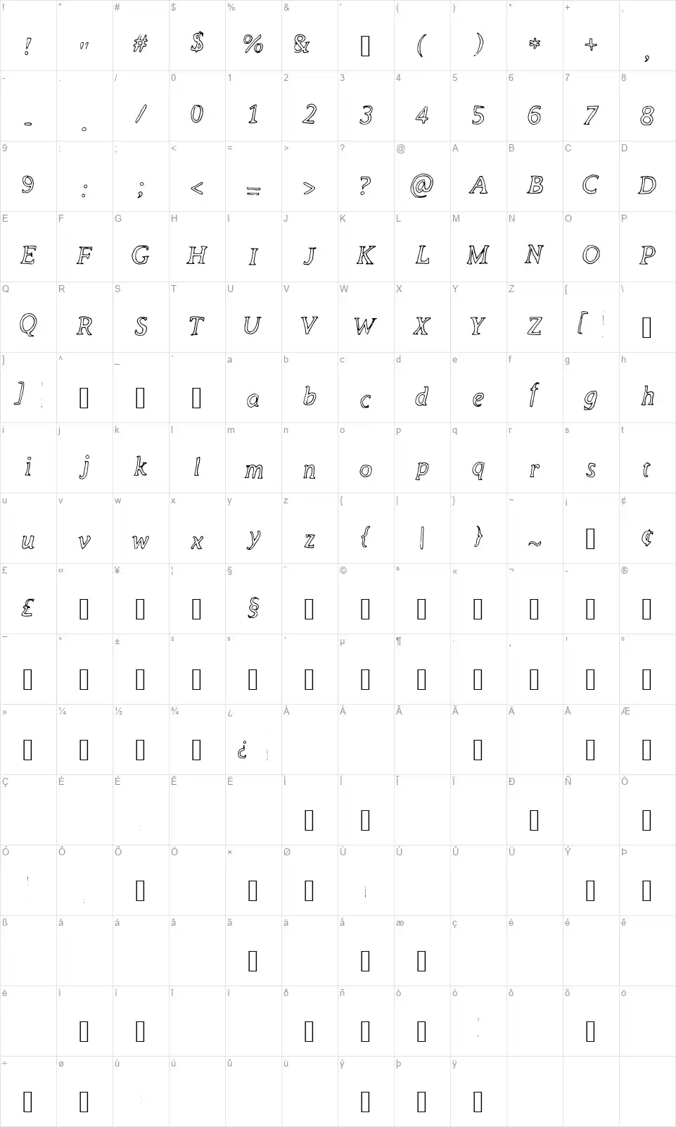 Dear Studio Audiencefont character map