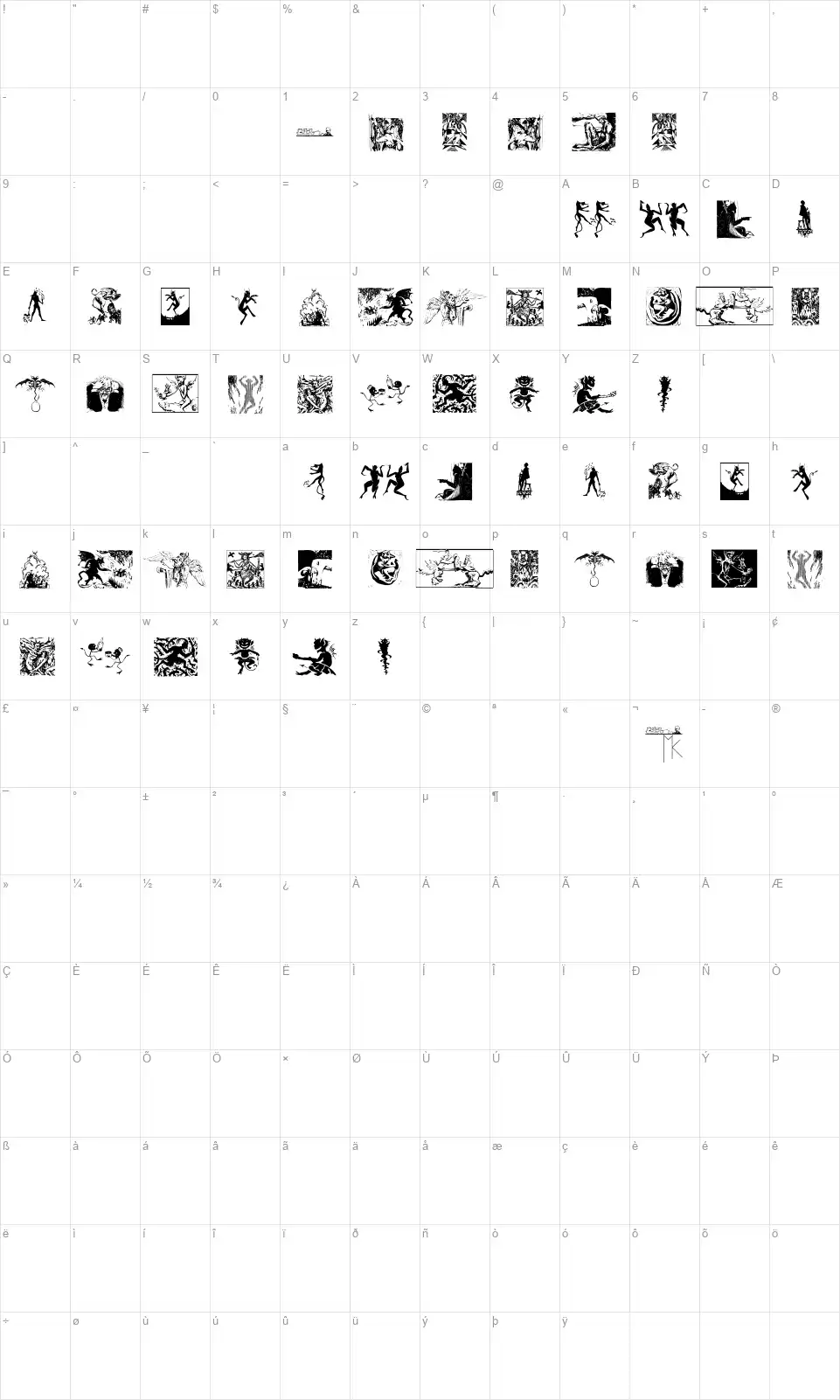 Devilsfont character map