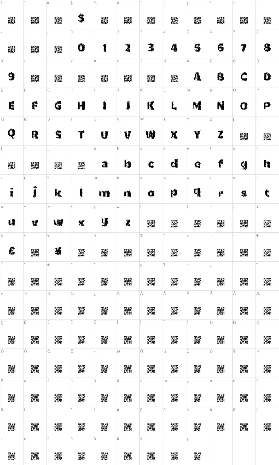 Dot Tricksfont character map