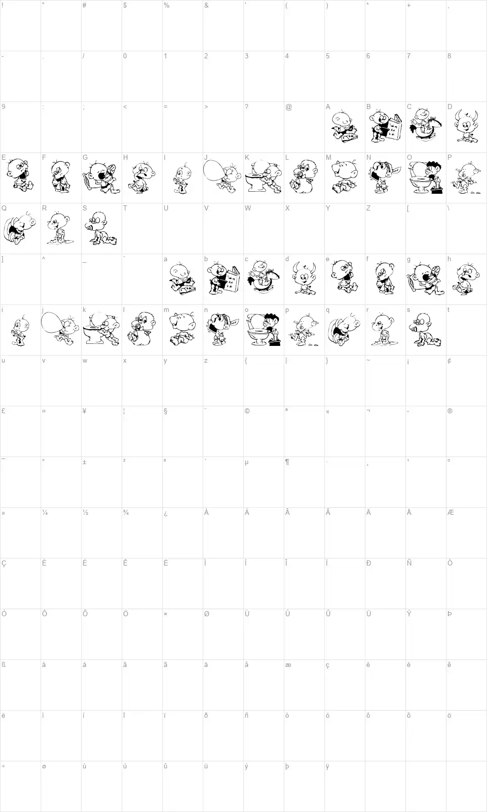 DT Janis & Jeffs Happy Dazefont character map
