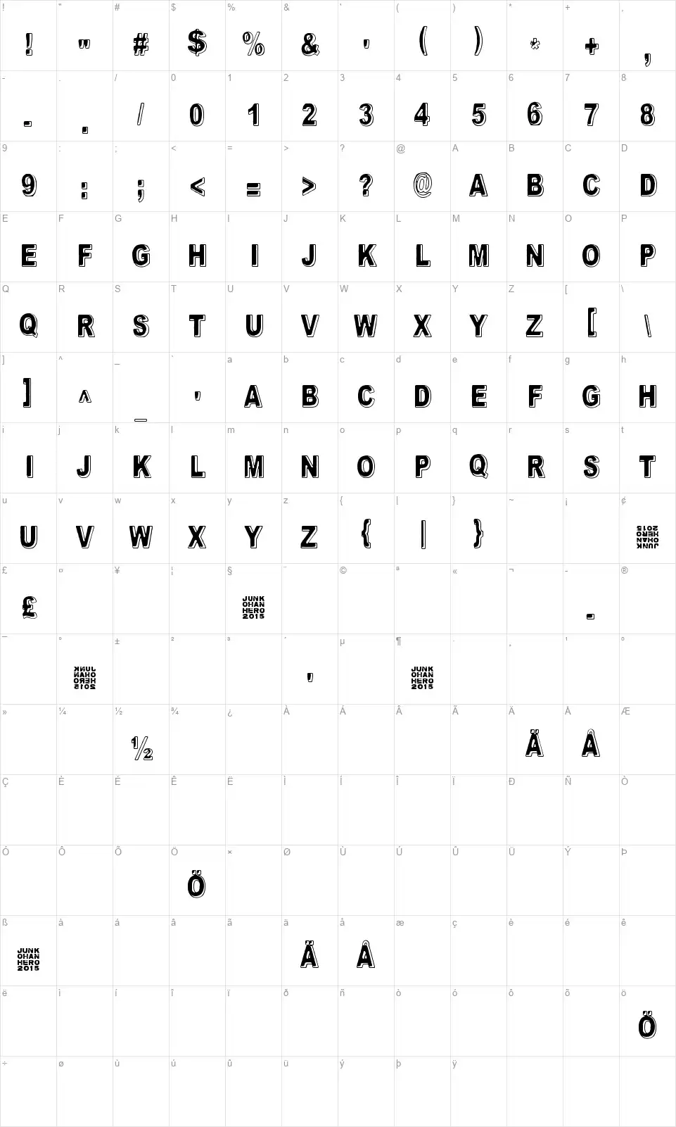 Feeling Babylonfont character map