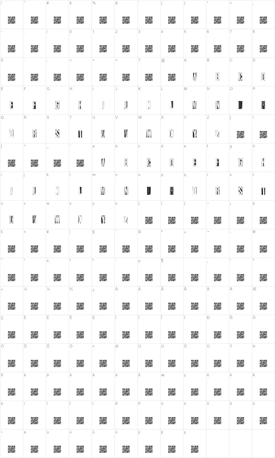 Fine Thingsfont character map