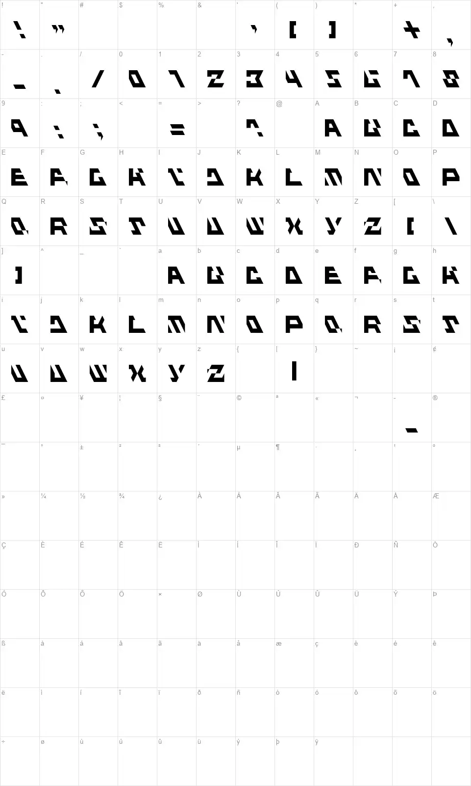 Fluxious Advancefont character map