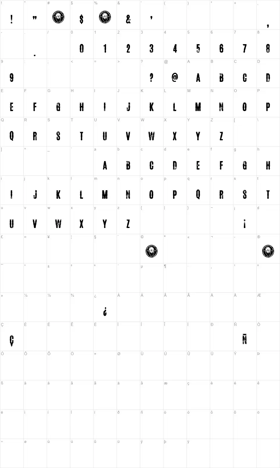 Future Shitfont character map