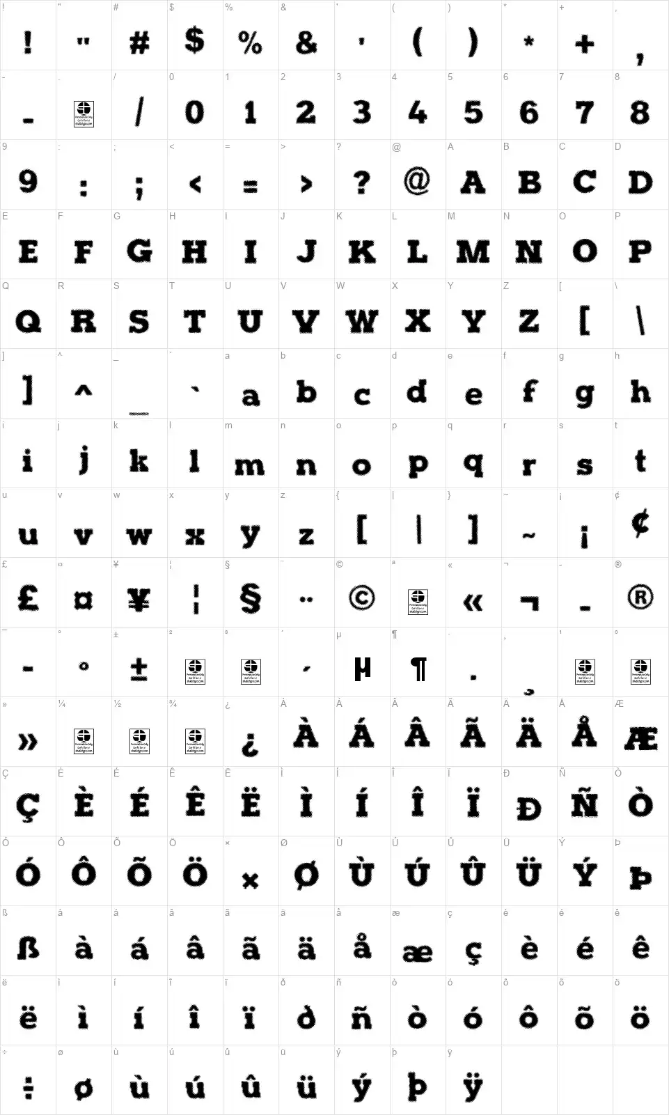 Halftone Posterfont character map