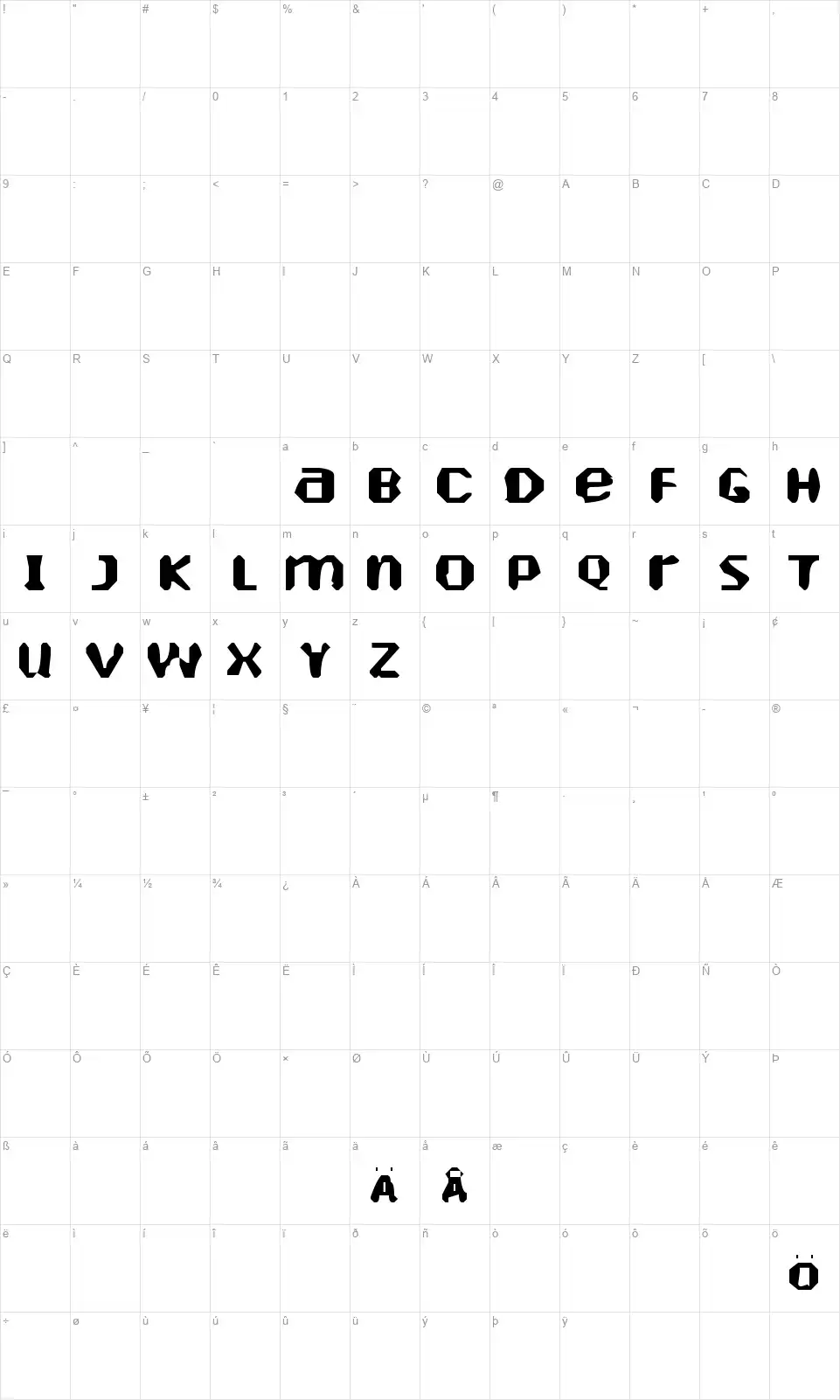 Heartely Fontelyfont character map