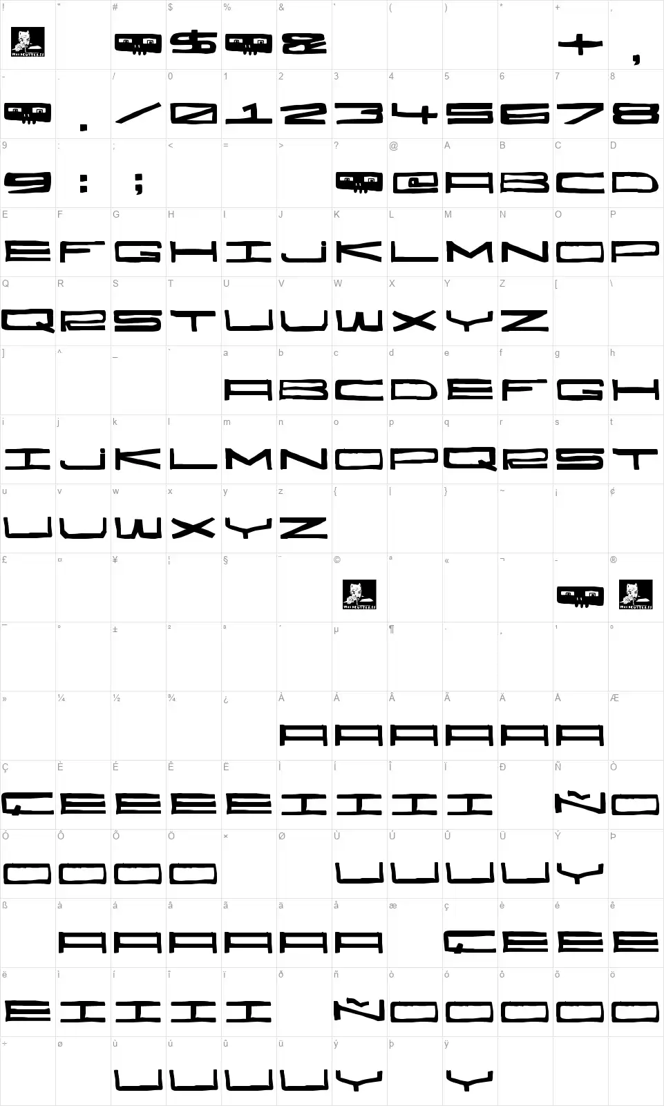 Hecatombefont character map