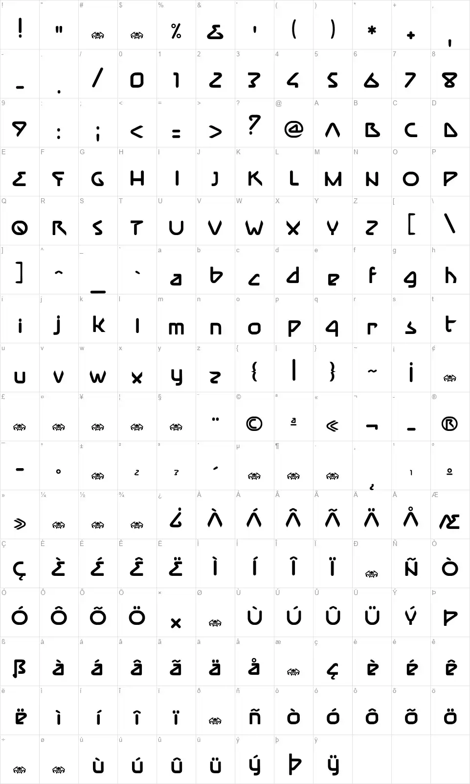 iMMunefont character map
