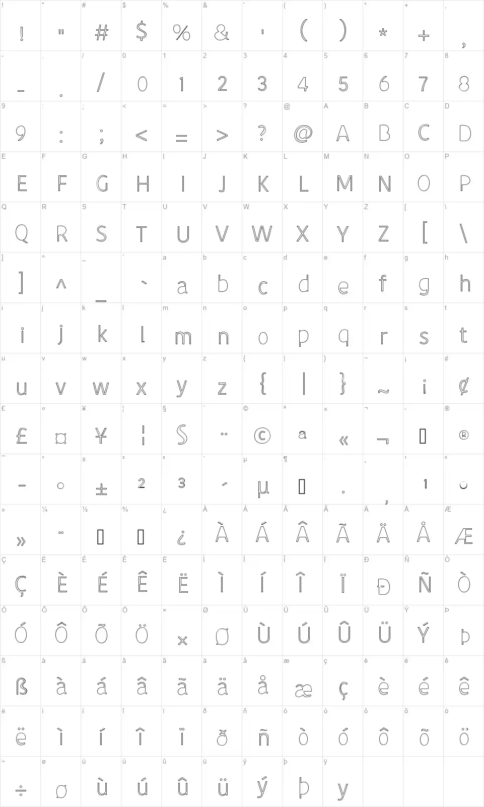 John's Handwritingfont character map