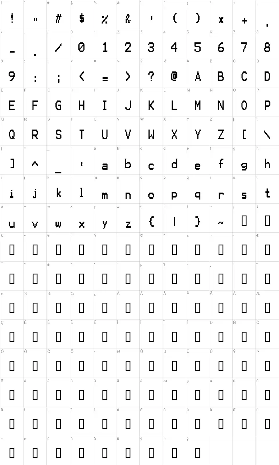 KarmaSuture-Regularfont character map