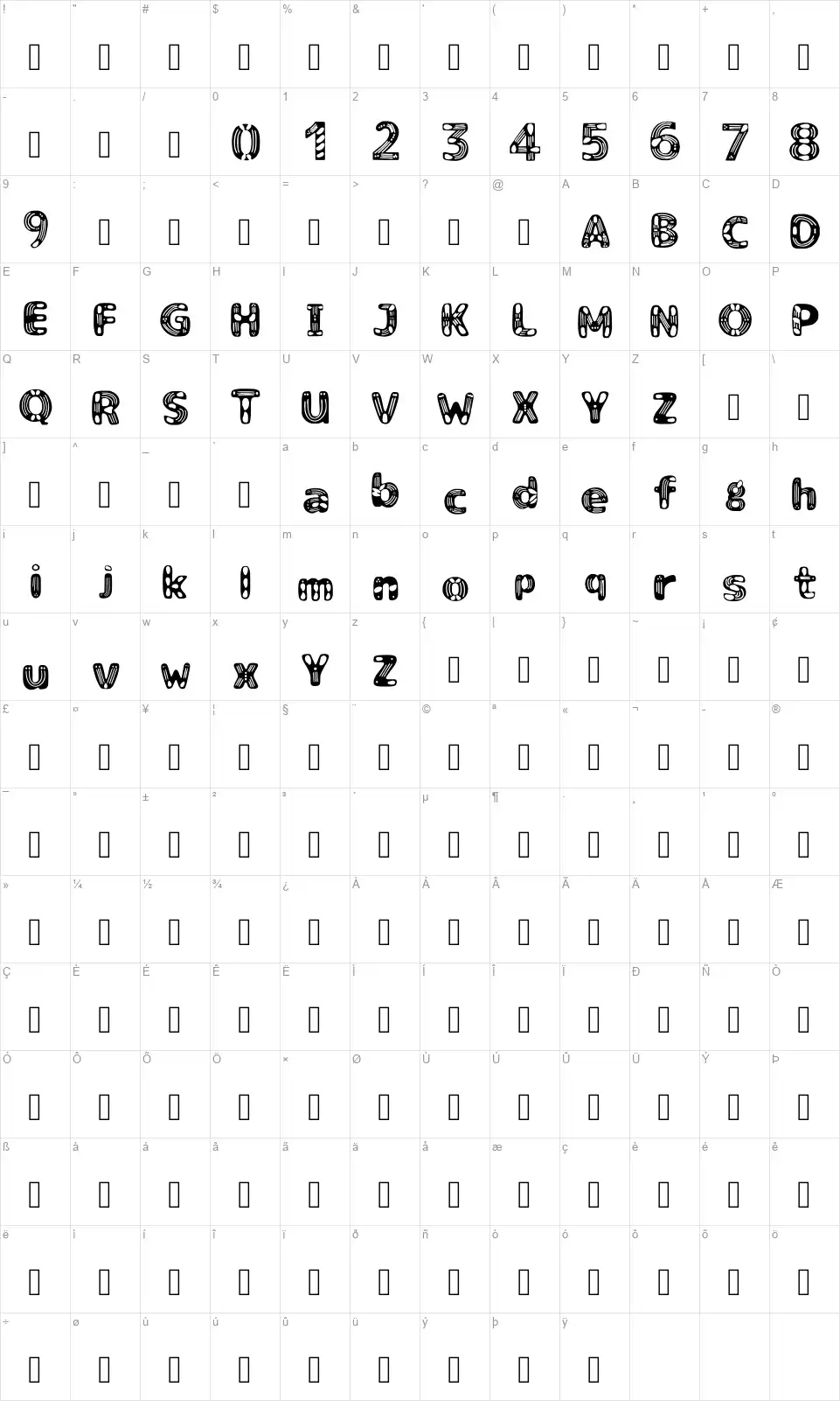 ketapang stolefont character map