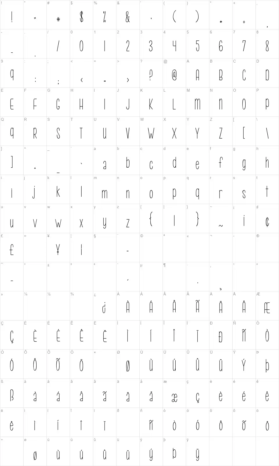 KG Call Me Maybe font character map