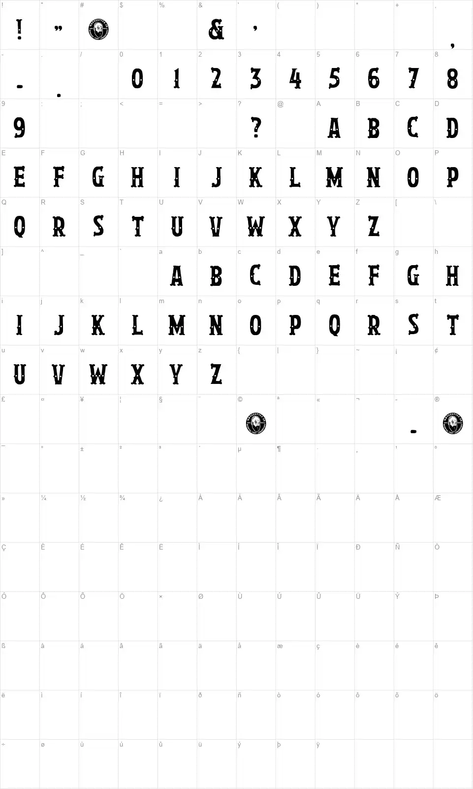 La Hija Del Trapecistafont character map