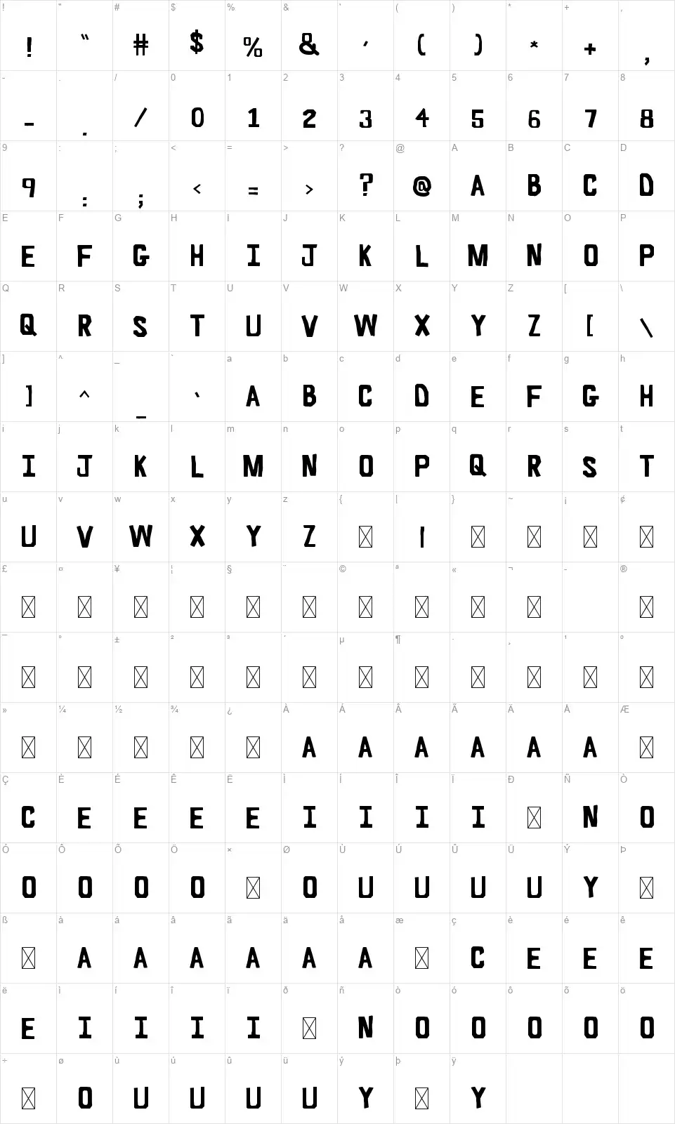 La Vie Bohemefont character map