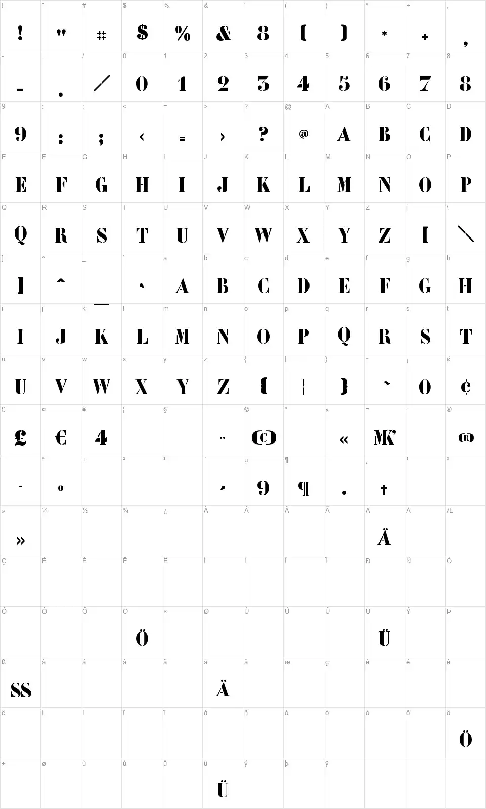LeArchitectfont character map