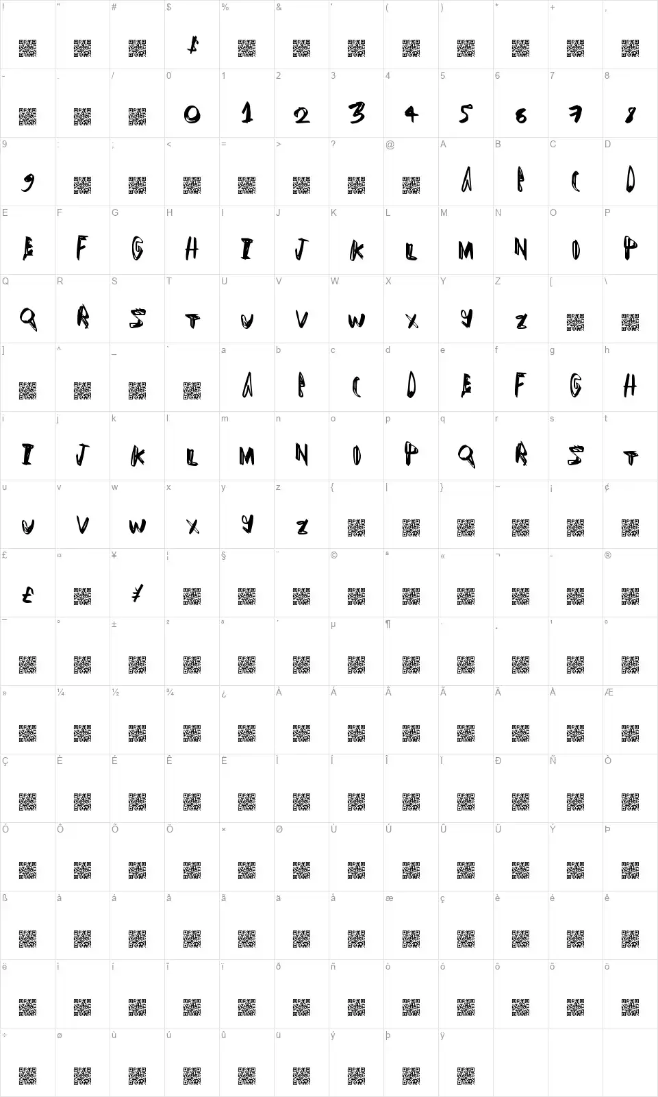 Luck Dogsfont character map