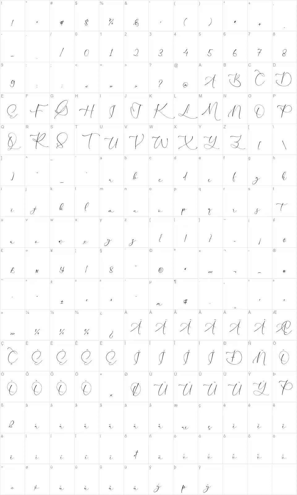 Magistica Herimattosfont character map