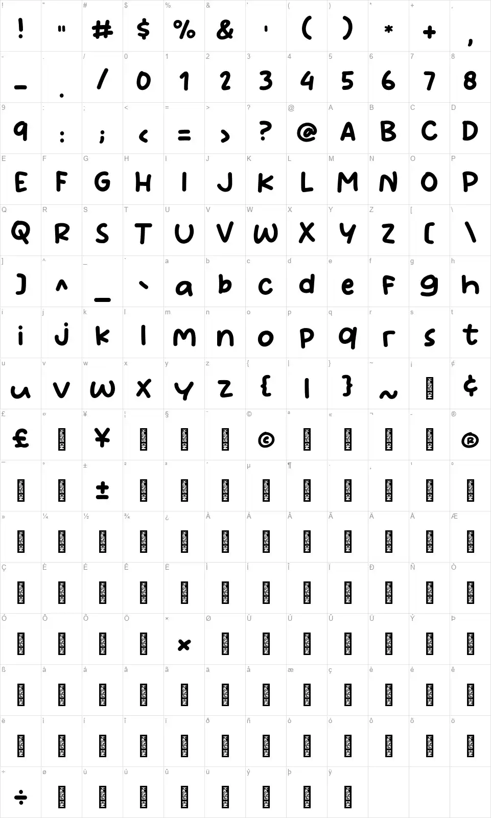 Makasihfont character map