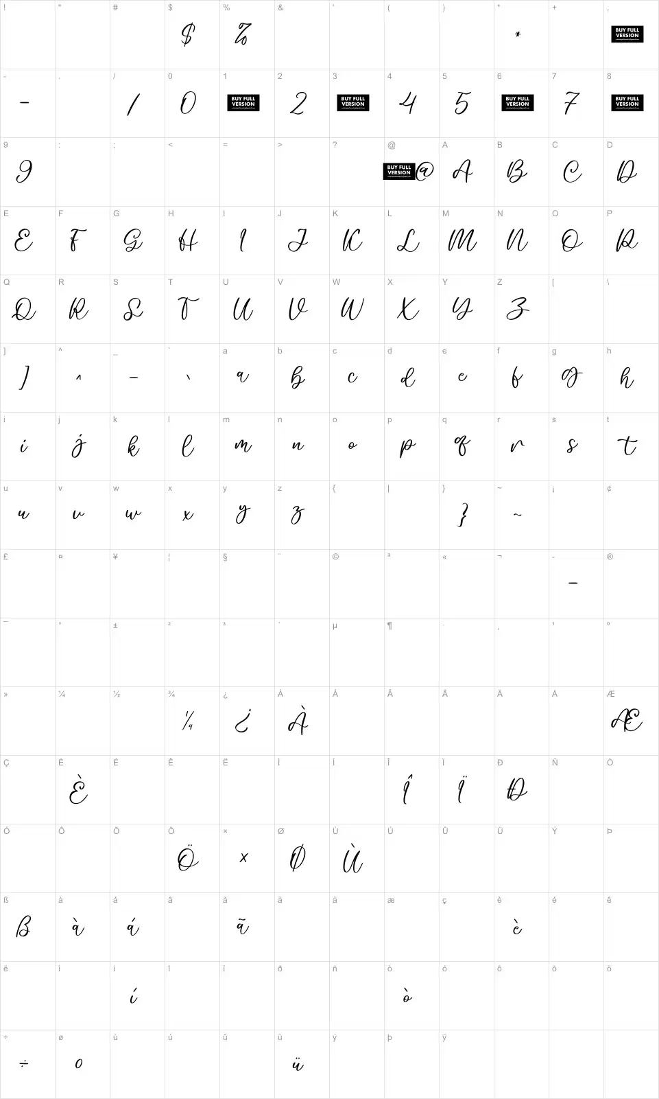 Maritime Wonderinefont character map