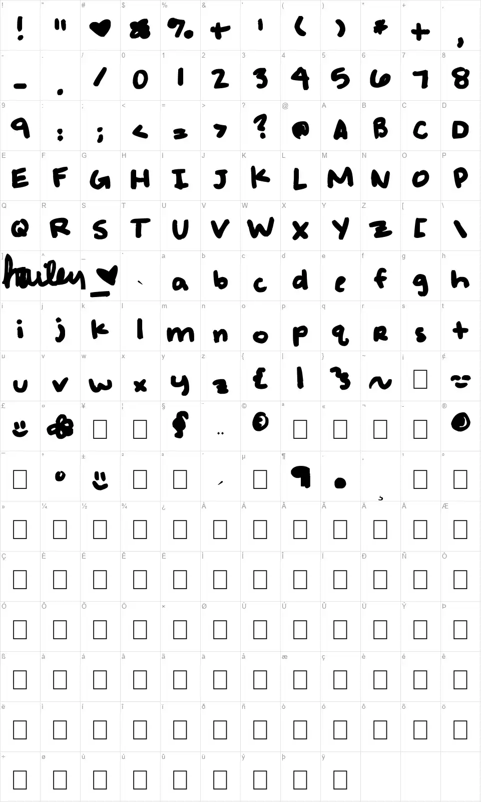 Maybe But Not Alwaysfont character map