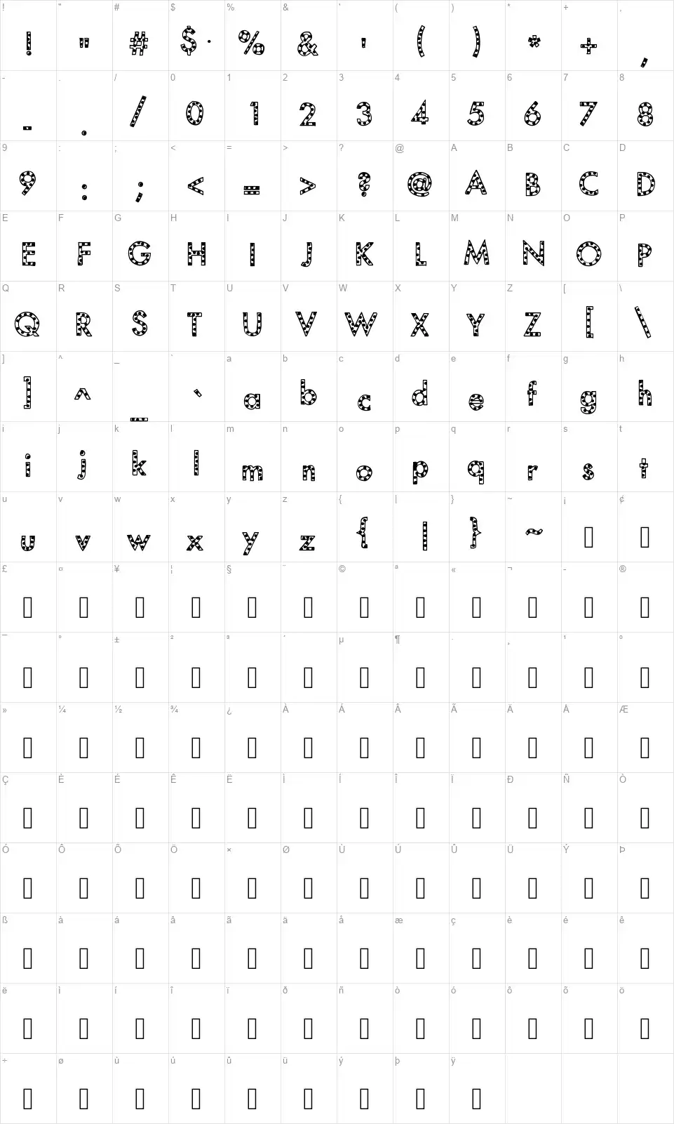 Mix Spottedfont character map