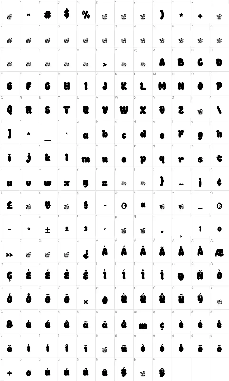 Morankyfont character map