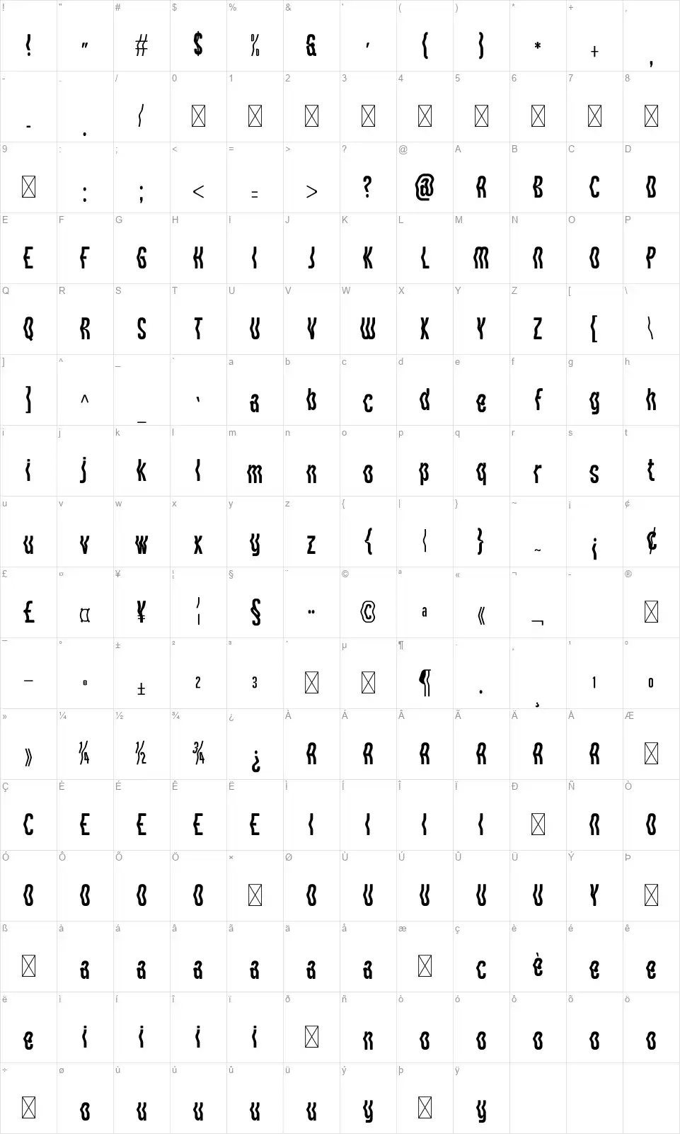 Morelifefont character map