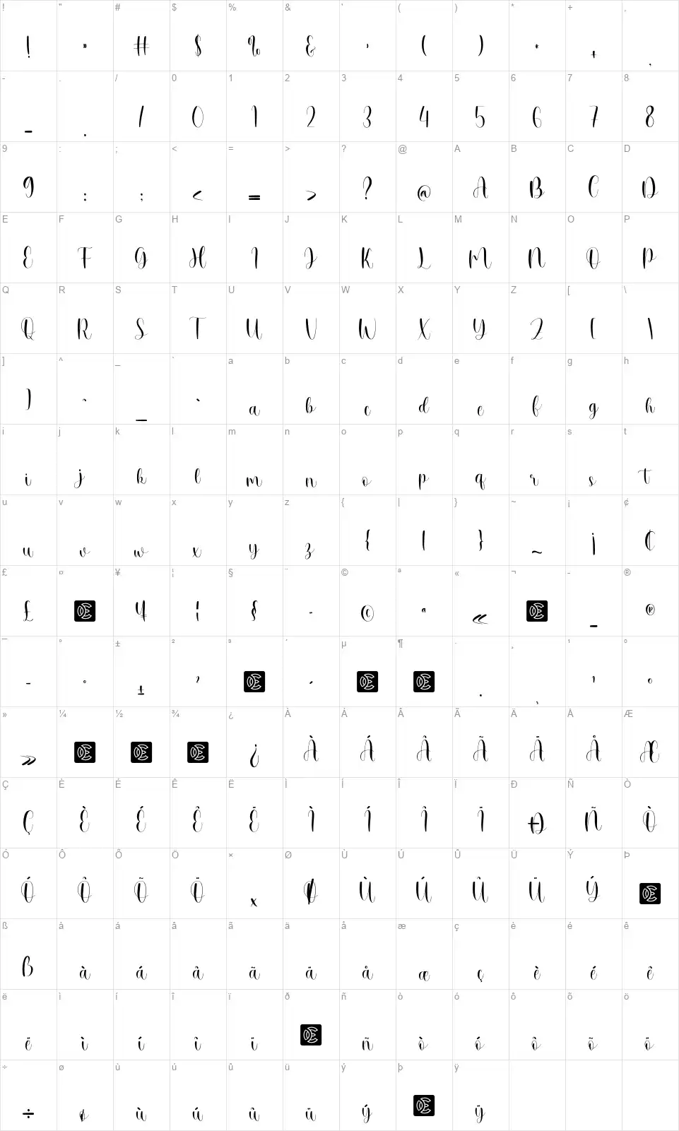 NCL Misty Bouvrefont character map