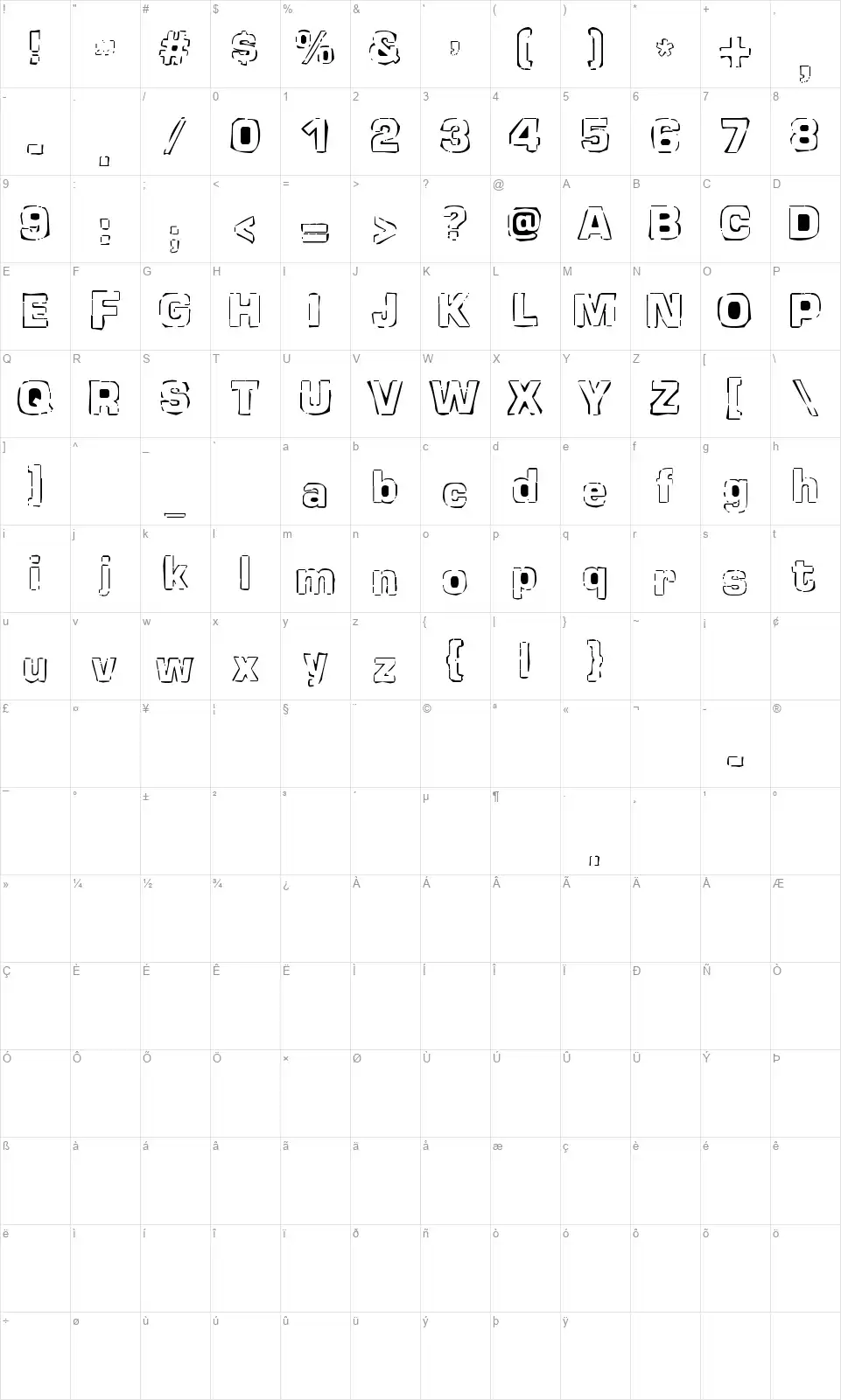 Newstilefont character map