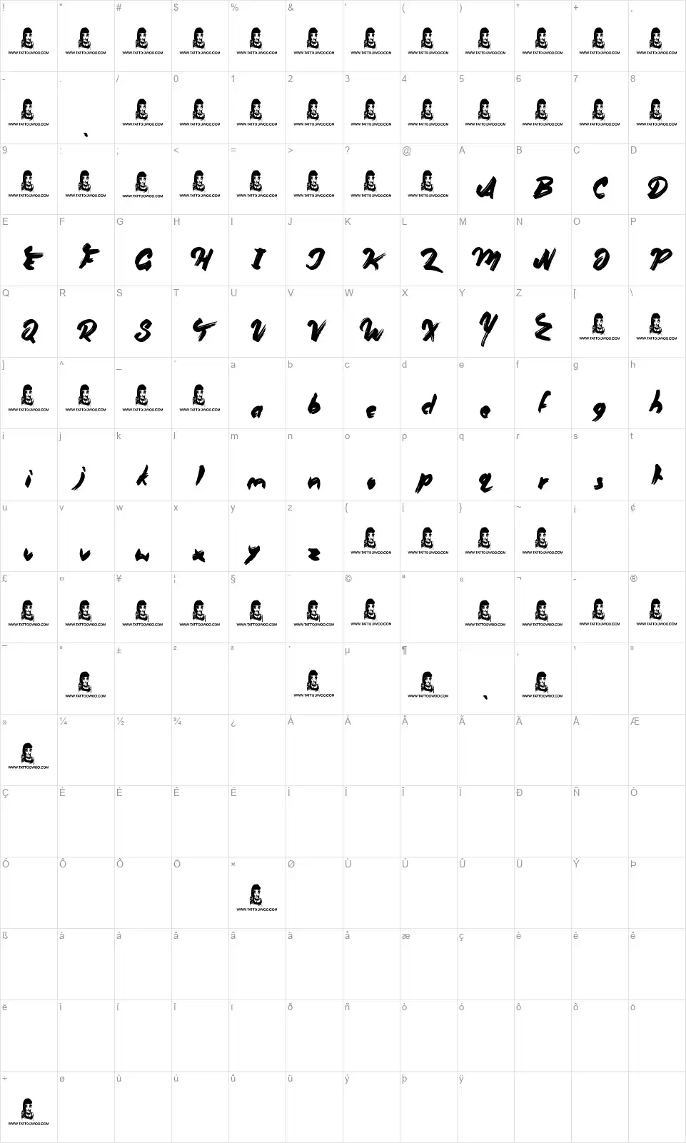 Oliver Twistfont character map