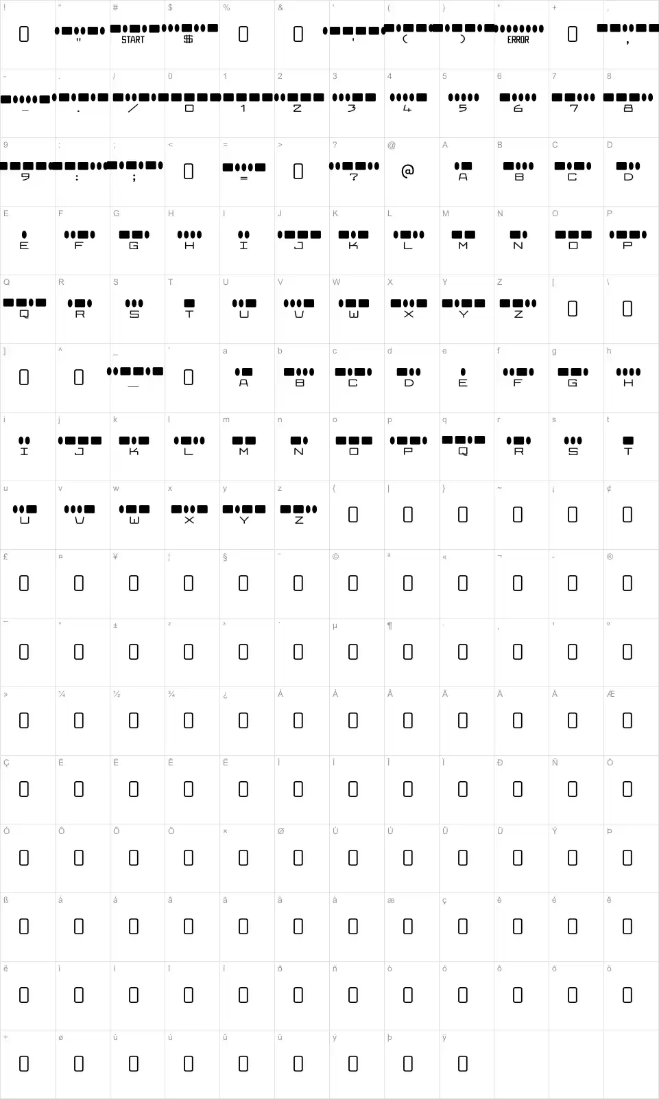 Radios in Motion Mapa znaków Radios in Motionfont character map