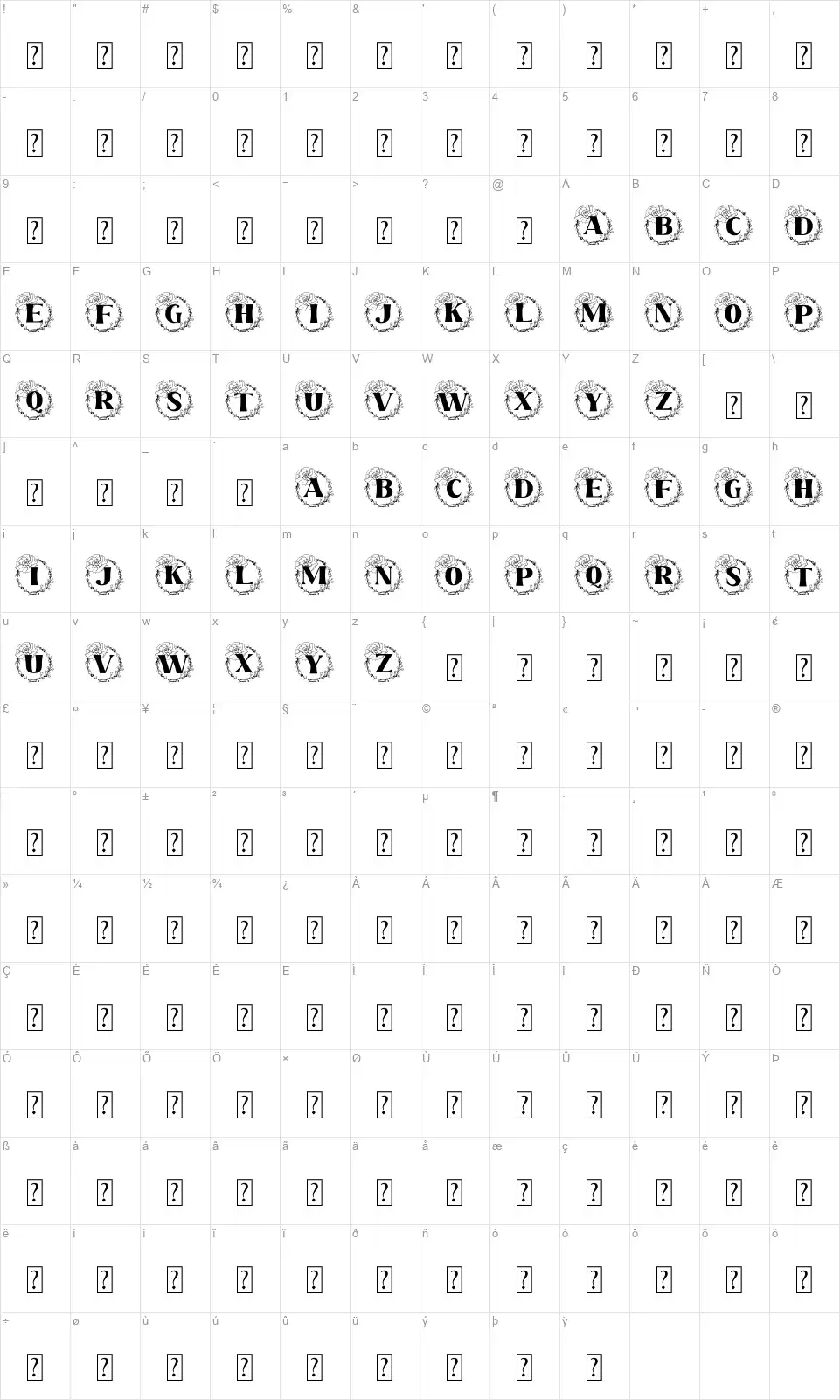 Rafaela Monogramfont character map