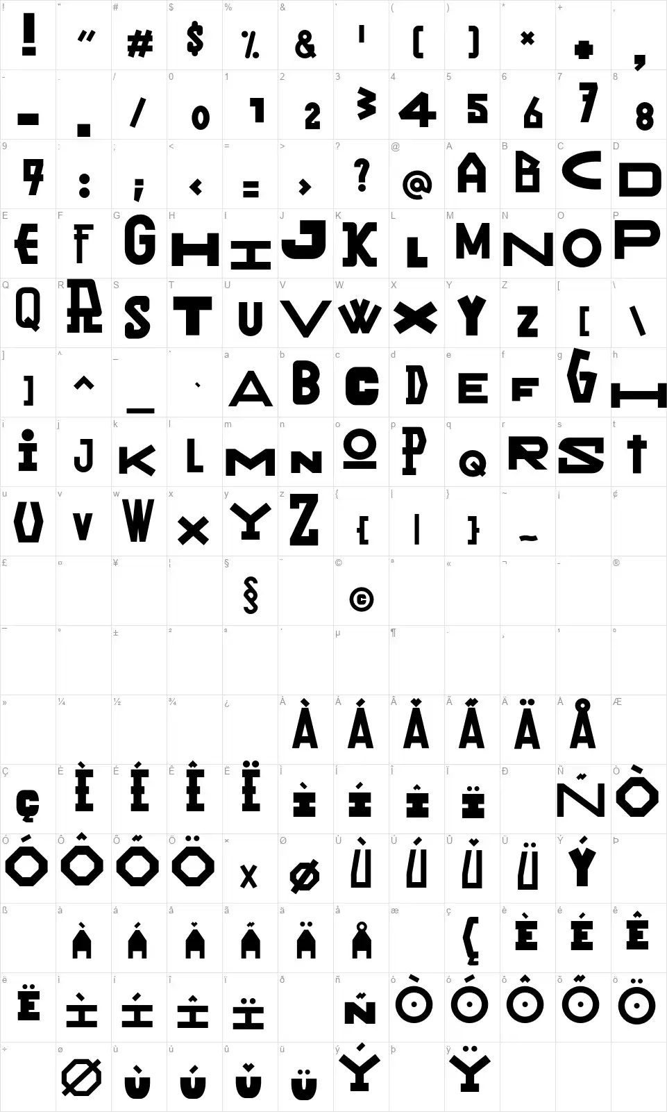 Rany Julekfont character map