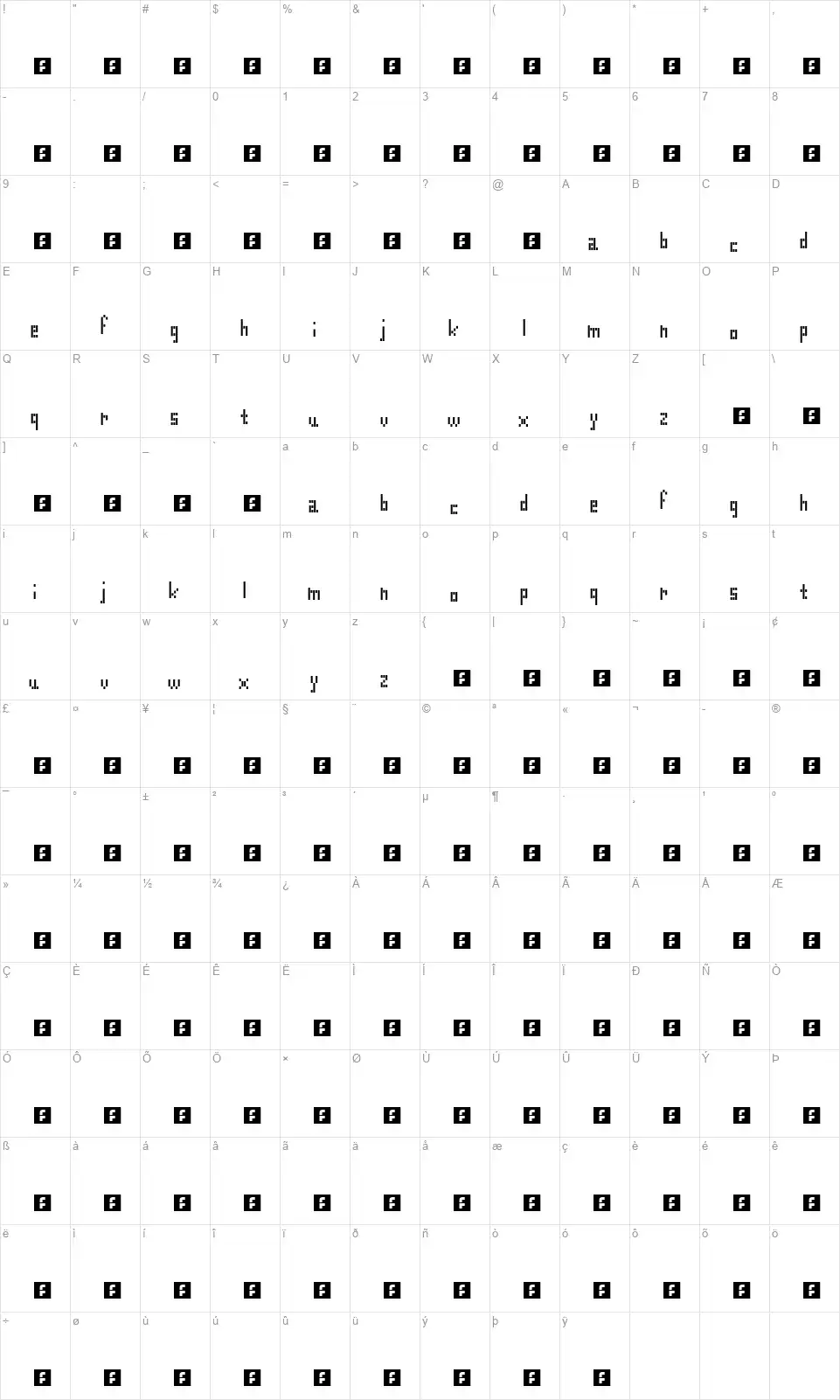 Receipt Paper Radiationfont character map