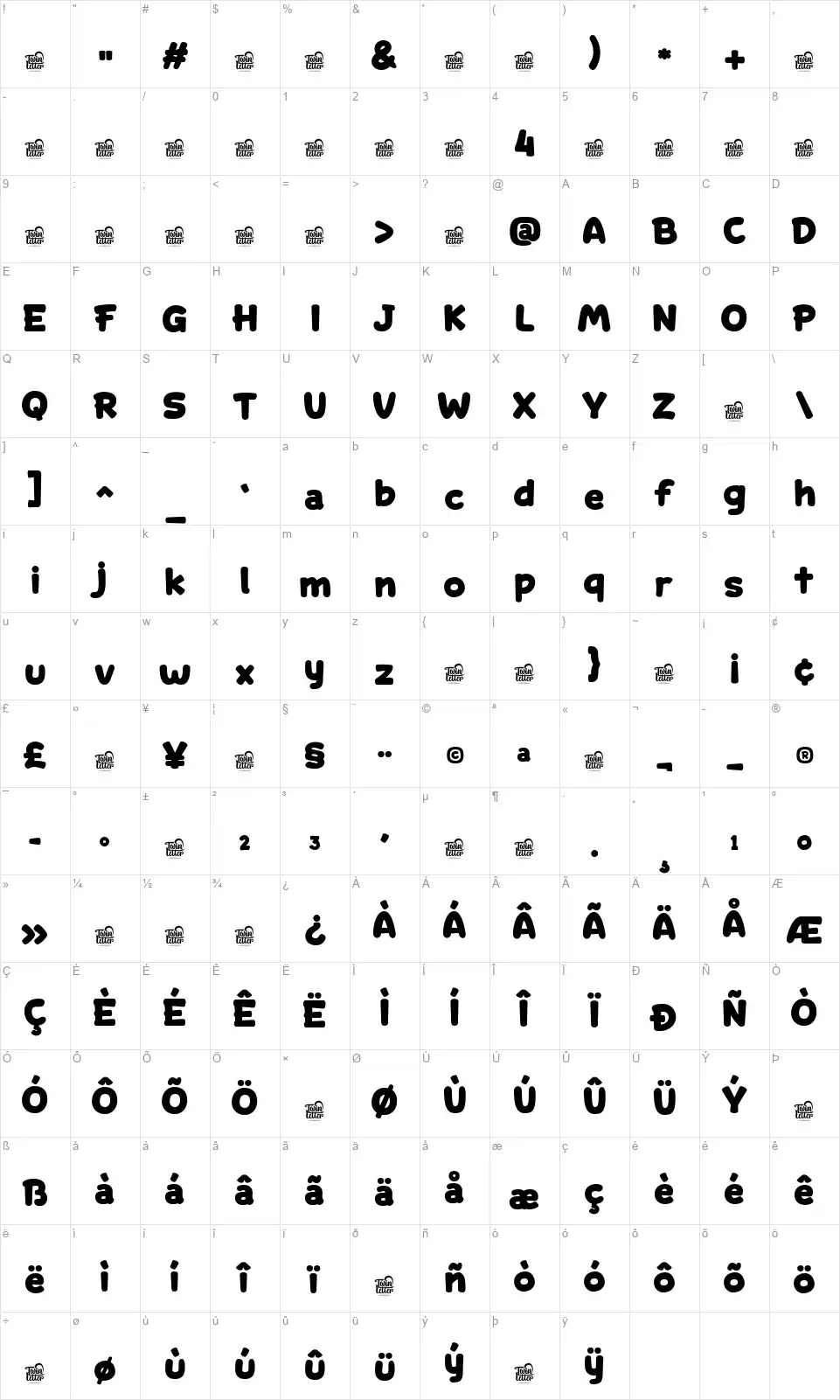 Rex Chandelafont character map