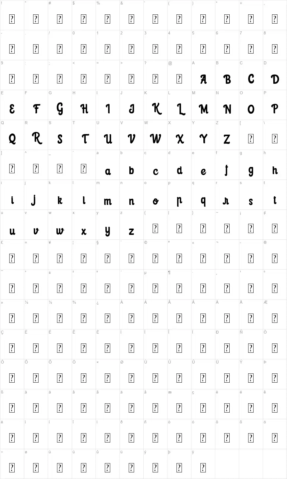 Riverswellfont character map