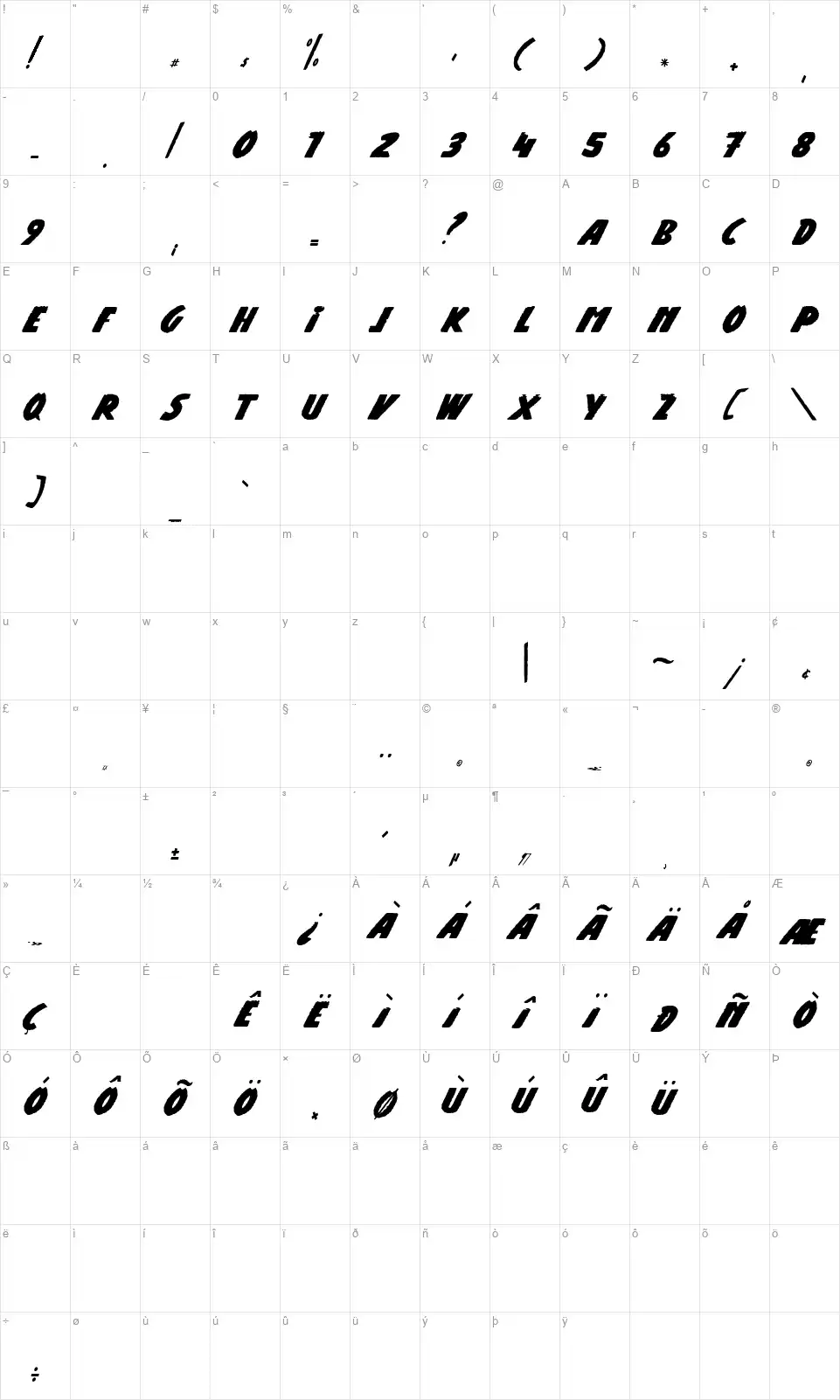 Road Of Dealfont character map